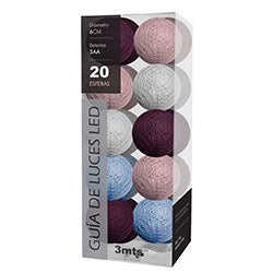 GUIA LED X20 ESFERAS D6CM BORDEAUX/GRIS/ROSA/BEIGE
