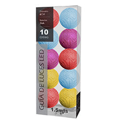 GUIA LED X10 ESFERAS D6CM AMAR/ROJO/CELES/FUXIA