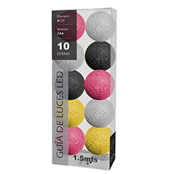 GUIA LED X10 ESFERAS D6CM BLAN/AMAR/ROSA/NEGRO