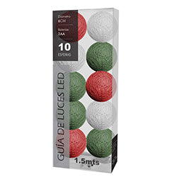 GUIA LED X10 ESFERAS D6CM ROJO/VERDE/BLANCO