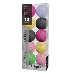 GUIA LED X10 ESFERAS D6CM LILA/AMA/VER/ROSA/FUX/NE