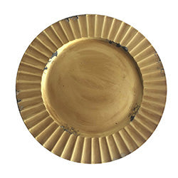 PLATO DE SITIO 33CM DORADO BORDE C/RELIEVE RAYAD