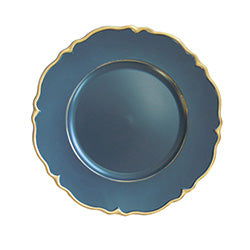 PLATO DE SITIO 33CM AZUL BORDE DORADO