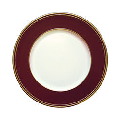 PLATO DE SITIO 33CM BLANCO/ROJO C/BORDE DORADO