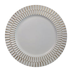 PLATO DE SITIO 33CM BLANCO BORDE RELIEVE DORADO