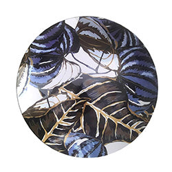 PLATO DE SITIO 33CM DISEÑO HOJAS GRIS/DORADO