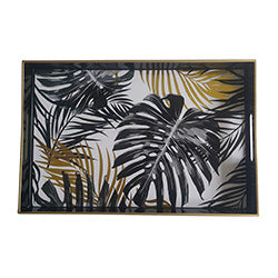 BANDEJA RECTANGULAR PP DISEÑO HOJAS. 46X30CM