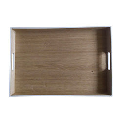 BANDEJA RECTANGULAR MADERA 45X31CM C/BORDE BLANCO