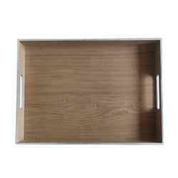 BANDEJA RECTANGULAR MADERA C/BORDE BLANCO. 35X29CM