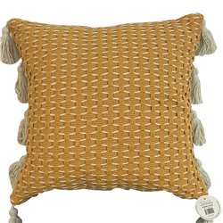 ALMOHADON TEJIDO C/BORLAS 45x45CM CAMEL