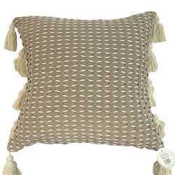 ALMOHADON TEJIDO C/BORLAS 45x45CM GRIS
