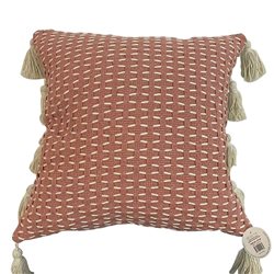 ALMOHADON TEJIDO C/BORLAS 45x45CM ROSA