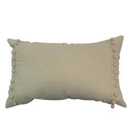 ALMOHADON 30x50CM POMPONES BLANCO/BEIGE