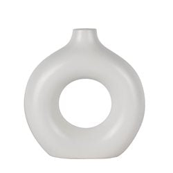 FLORERO CERAMICA 18x7x20CM CIRCULAR BLANCO