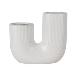 FLORERO CERAMICA 19x7x17CM FORMA U BLANCO