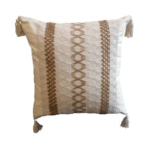 ALMOHADON CON TEJIDO 45x45CM BLANCO/NATURAL