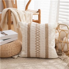 ALMOHADON CON TEJIDO 45x45CM BLANCO/NATURAL