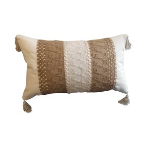 ALMOHADON CON TEJIDO 50x30CM NATURAL/BLANCO