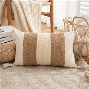 ALMOHADON CON TEJIDO 50x30CM NATURAL/BLANCO