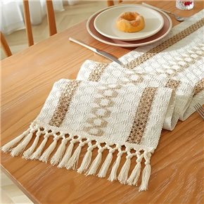 SENDERO 3 LINEAS LINO 30x140CM NATURAL/BLANCO