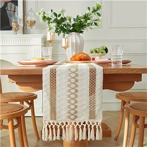 SENDERO 3 LINEAS LINO 30x140CM NATURAL/BLANCO