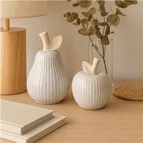 MANZANA CERAMICA ACANALADA 9x9x10.7CM TORNASOLADO
