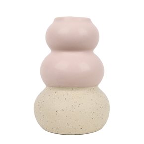 CANDELABRO ANILLOS 6x6x8.5CM CERAMICA ROSA
