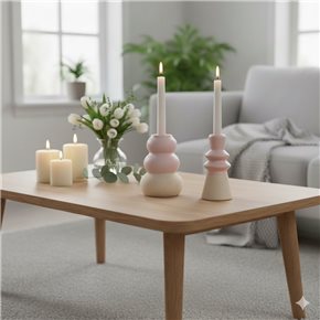 CANDELABRO BOCEL 7x7x14.5CM CERAMICA ROSA
