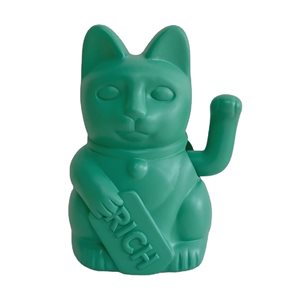 GATO DECORATIVO 12.5x10.5x16.5CM VERDE/FORTUNA
