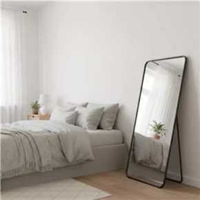 ESPEJO DE PIE METAL 50x100CM BORDE REDONDO NEGRO