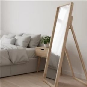 ESPEJO DE PIE MADERA 50x100CM BORDE REDONDO NATURAL