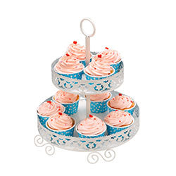 SOPORTE PARA CUPCAKES D24 H31CM METAL BLANCO