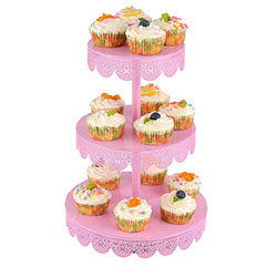 SOPORTE P/ TORTA Y CUPCAKES METAL BLANCO. D26/H37CM