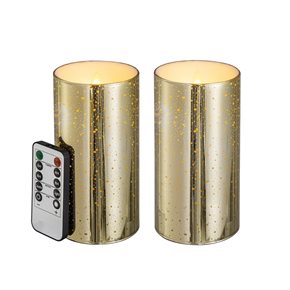 VELAS LED ALTAS 2PCS C/TIMER 7.5x7.5x15CM DORADO