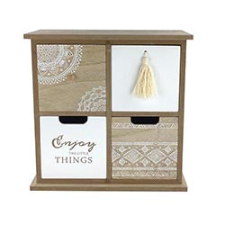 CAJONERA PEQUEÑA 4CAJONES MADERA 29X12X29CM TRIBAL