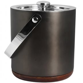 HIELERA 15CM DETALLE MADERA EXT. NEGRO MATE