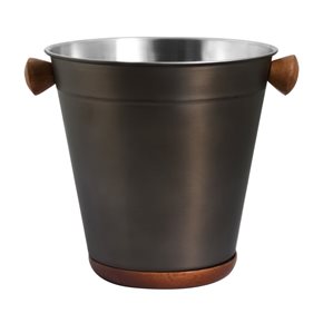 BALDE DE HIELO 14CM DETALLE MADERA EXT. NEGRO MATE