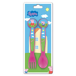 SET 2PZAS CUCHARA/TENEDOR PLAST PEPPA PIG