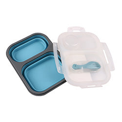 RECIPIENTE PLEGABLE 2 DIV 21X16X7 SILICONA CELESTE