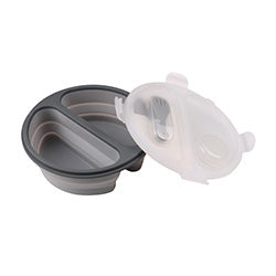RECIPIENTE PLEGABLE 2 DIVISIONES SILICONA GRIS. D20/H7CM
