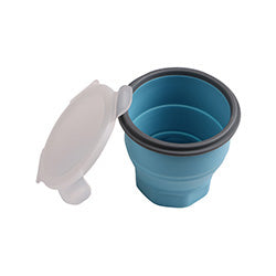 RECIPIENTE PLEGABLE D14/H12.5 SILICONA CELESTE
