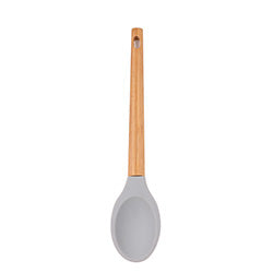 CUCHARA SILICONA GRIS MANGO BAMBOO 29.5X5.3CM