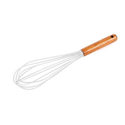 BATIDOR MANUAL SILICONA MANGO ACACIA BLANCO 25CM