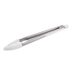 PINZA SILICONA MANGO ACERO INOX BLANCO 30CM