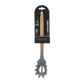 CUCHARA PASTA SILICONA 31CM MANGO ACACIA GRIS