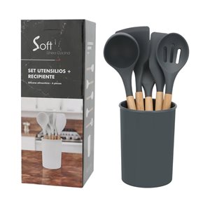SET 6 PIEZAS MENAGE SILICONA GRIS