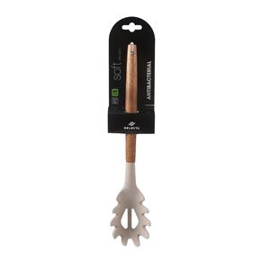 CUCHARA PASTA SILICONA 31CM MANGO ACACIA BEIGE
