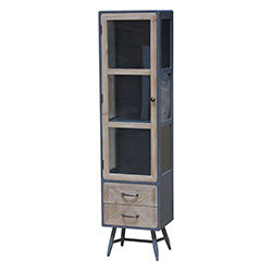 CRISTALERO 1PUERTA 2CAJONES 40X33X158CM NATU/GRIS