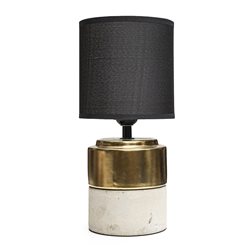 LAMPARA DE MESA BASE PORCELANA/CEMENTO 16X16X33CM