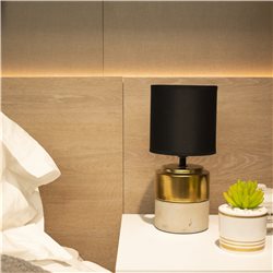 LAMPARA DE MESA BASE PORCELANA/CEMENTO 16X16X33CM